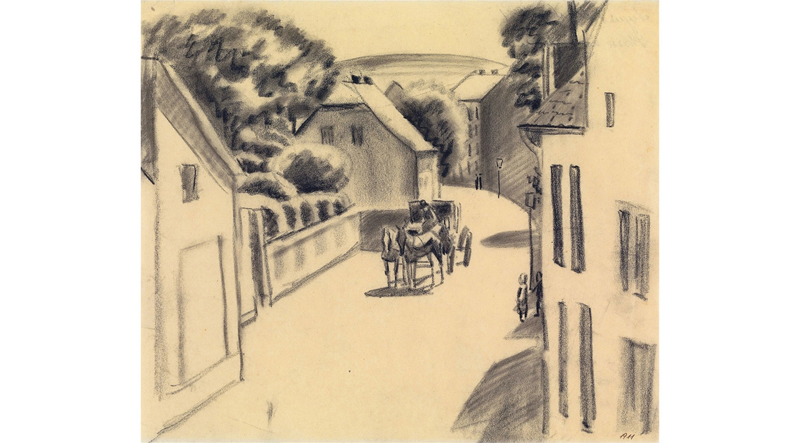 August Macke: Straße mit Fuhrwerk 1911