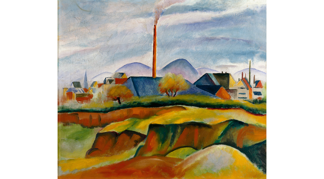 August Macke: Landschaft mit Fabrik, 1913