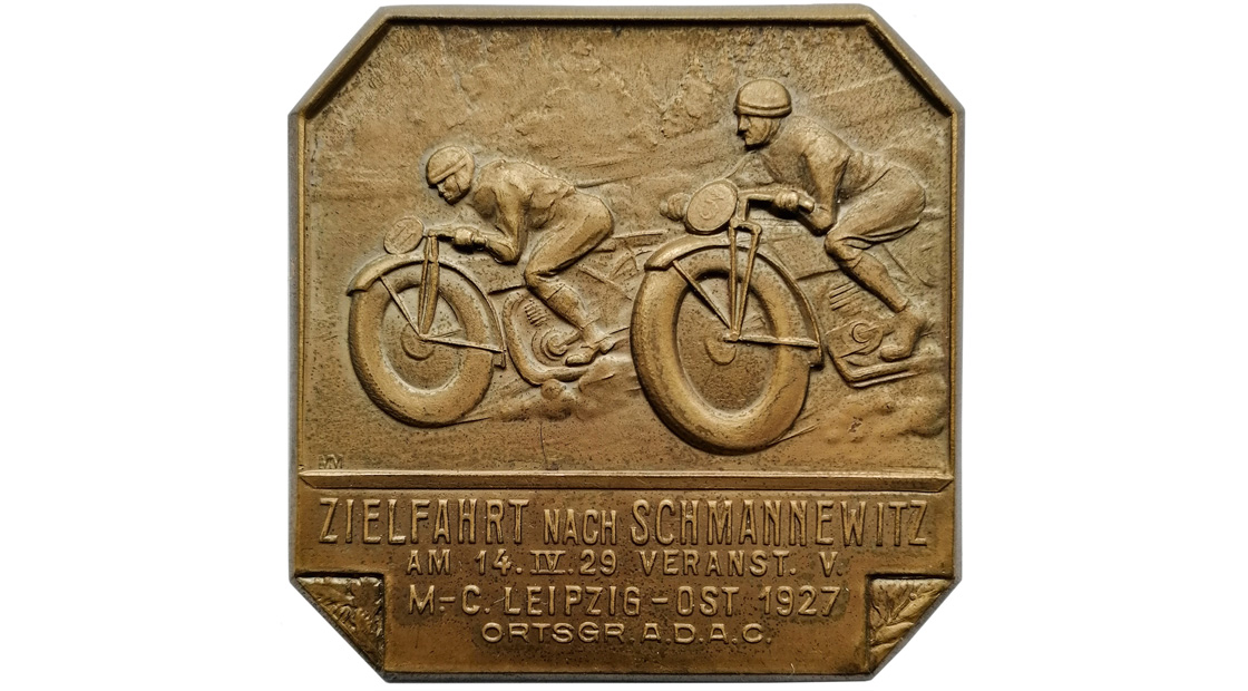 E. A. Weber: Plakette für Motorradrennen (Schriftzug variabel), 1927